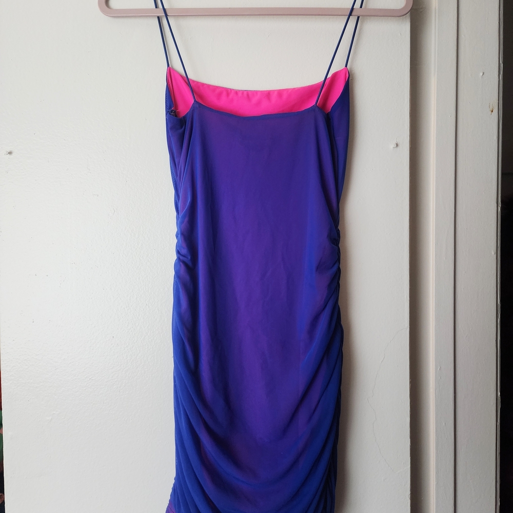 Purple Bodycon Mini Dress with Spaghetti Straps - Picture 5 of 6